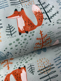 Jersey "Fox in the Forest" mint, 180 cm breit