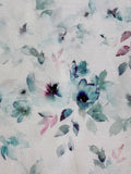 Bio - French Terry "Aquarelle Flowers", dusty mint